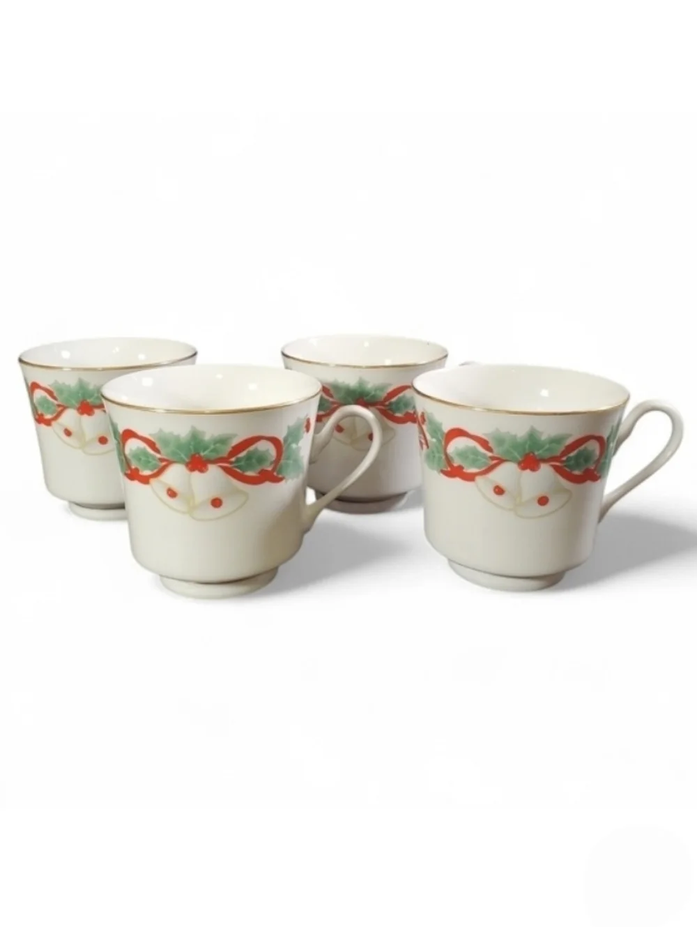 Sango Noel 1990 Christmas Teacups Mug Set of 4 Vintage Holiday Christmas